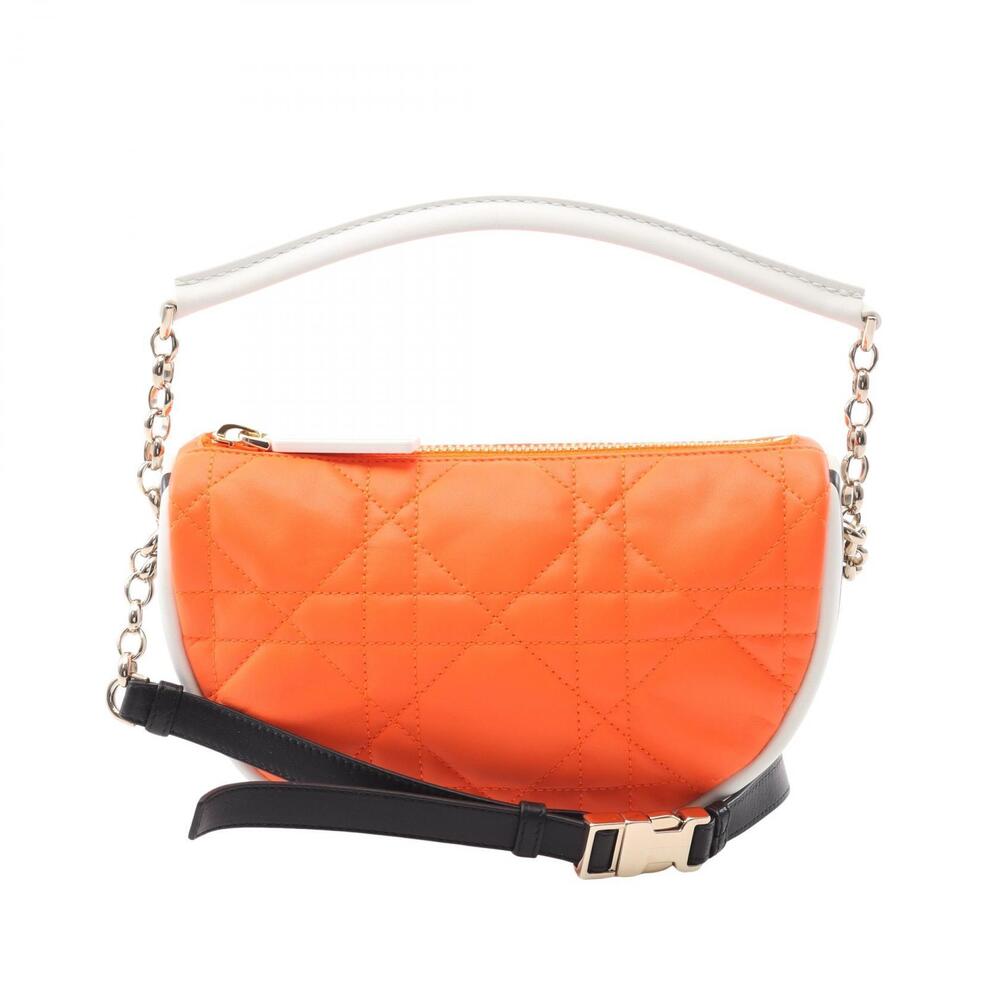 Dior VIBE Hobo Shoulder Bag Leather Orange White